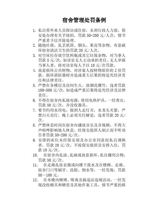 6 宿舍管理处罚条例