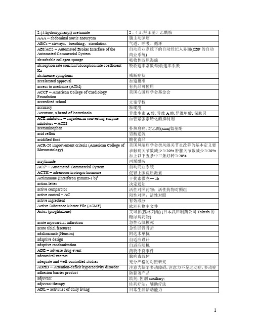 FDA术语词汇