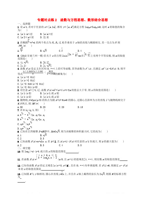 新课标广西2019高考数学二轮复习专题对点练2函数与方程思想数形结合思想
