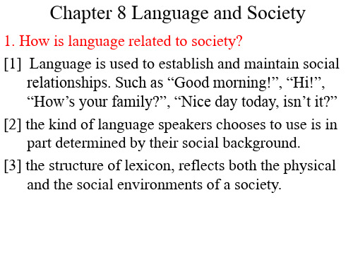 Chapter 8 Language and Society