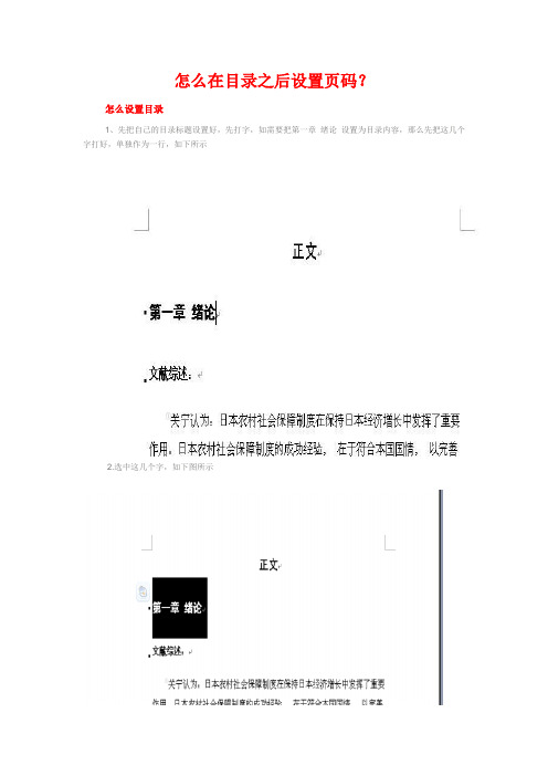 4-怎么在目录之后设置页码