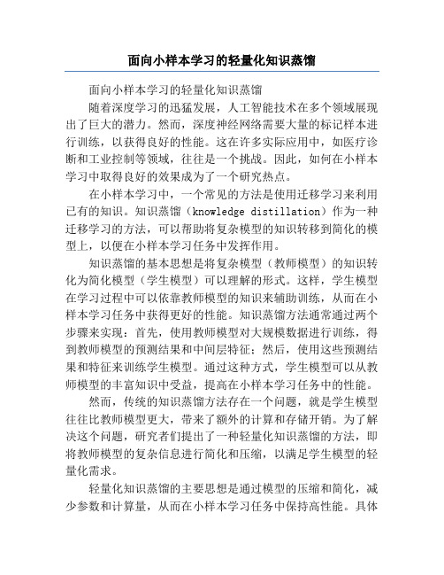 面向小样本学习的轻量化知识蒸馏