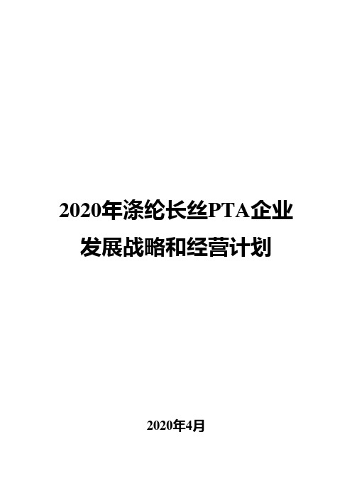 2020年涤纶长丝PTA企业发展战略和经营计划