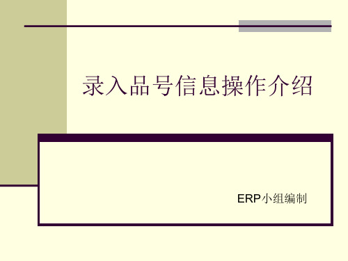 易飞ERP操作培训-录入品号信息介绍
