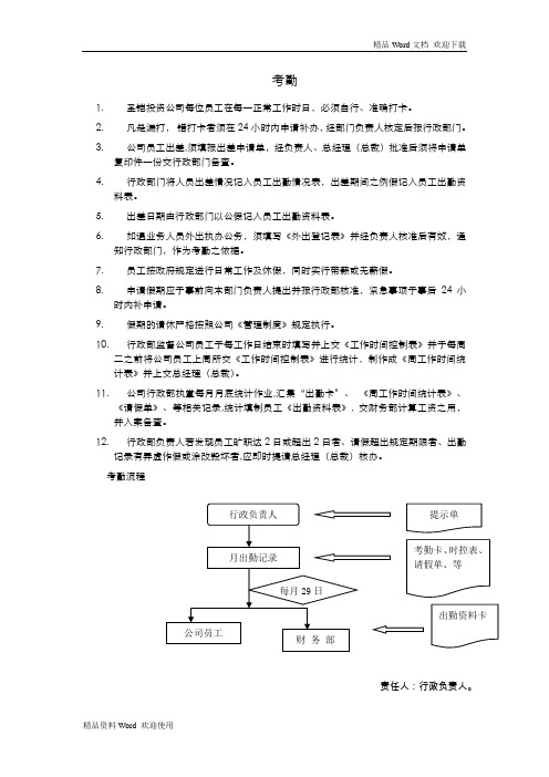 投资公司考勤考核核薪奖罚制度