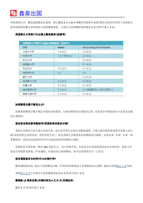 雅思6.5+可以申请什么样的英国大学