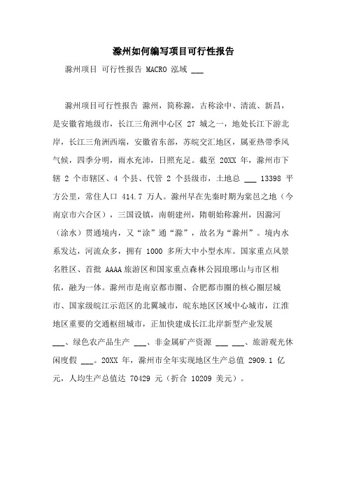 2021年滁州如何编写项目可行性报告