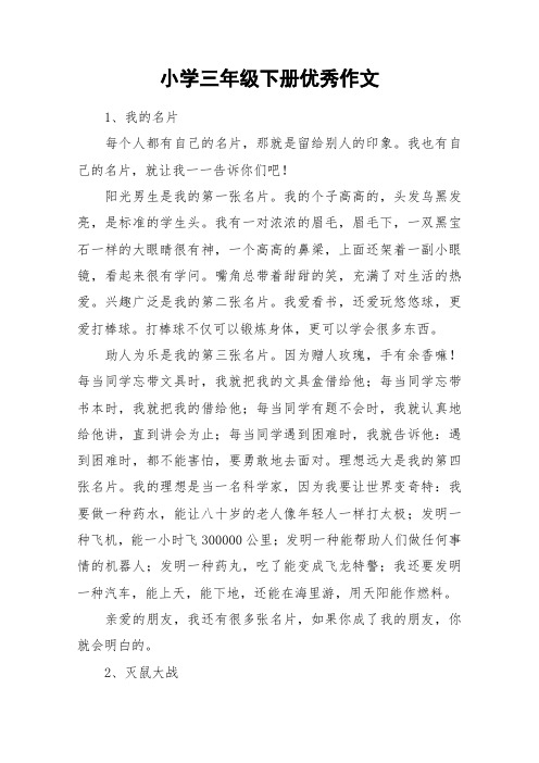 小学三年级下册优秀作文_作文