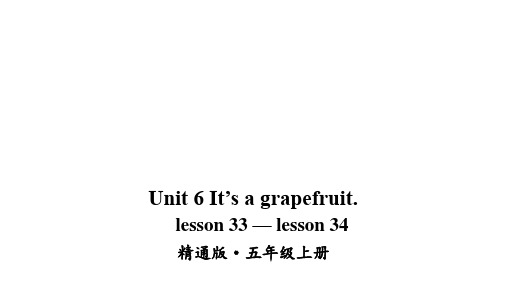 小学五年级英语上册(人教精通版)unit 6 It's a grapefruit. lesson 33-lesson 34课件