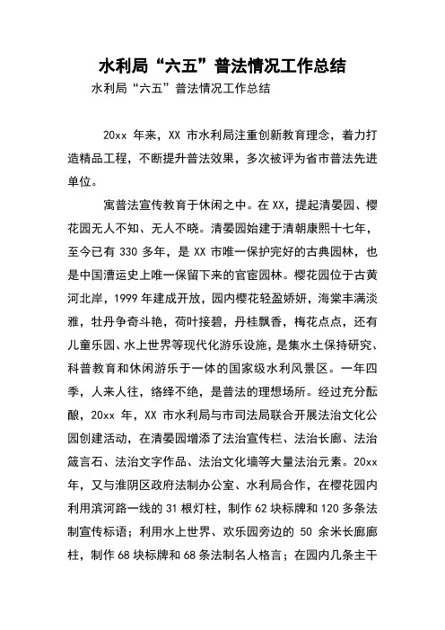 水利局“六五”普法情况工作总结