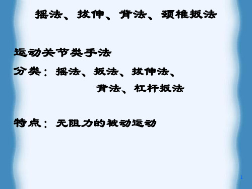 摇法、拔伸、背法、颈椎扳法参考PPT