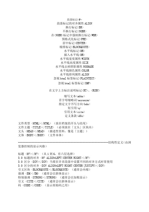 网页标记大全