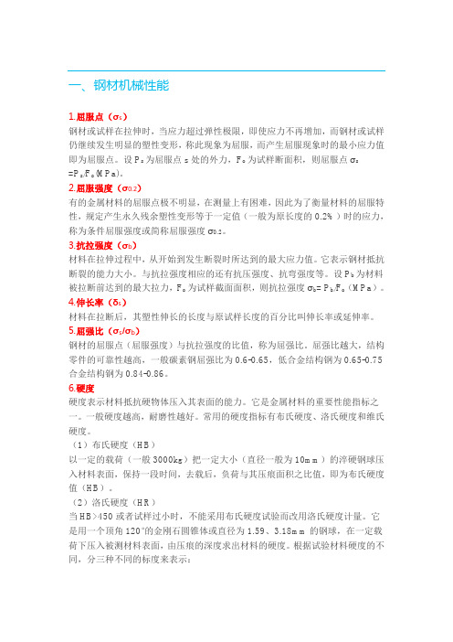 钢材性能和表示方法