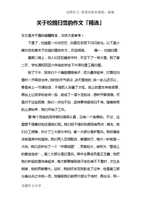 关于校园扫雪的作文「精选」