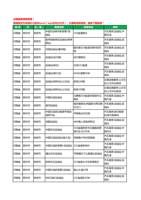2020新版河南省郑州市新密市加油站服务工商企业公司商家名录名单黄页联系方式电话大全143家