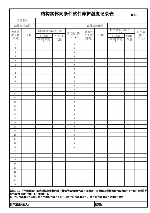 同条件温度累计表