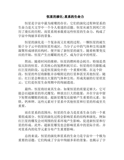 恒星的演化;星系的生命力(恒星的演化史)