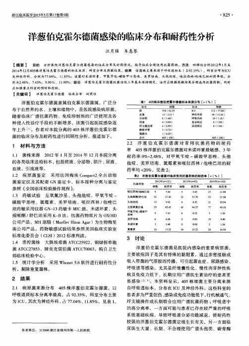 洋葱伯克霍尔德菌感染的临床分布和耐药性分析