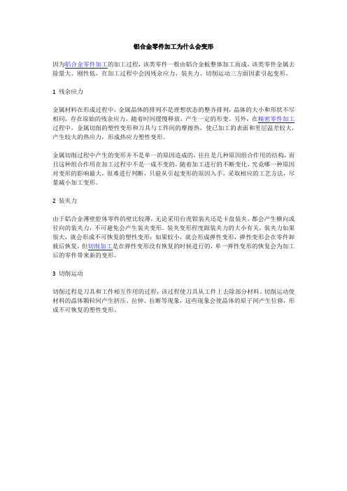铝合金零件加工为什么会变形