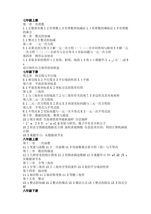 初中数学目录