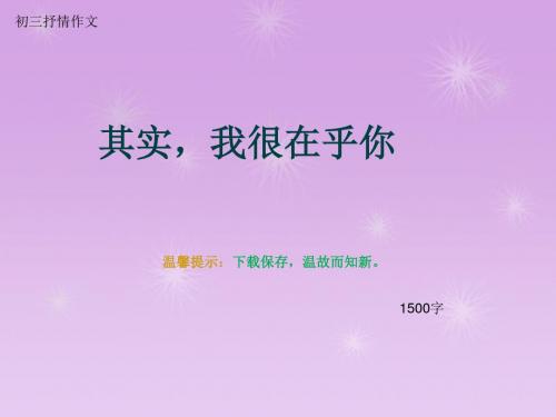 初三抒情作文《其实,我很在乎你》1500字(总18页PPT)