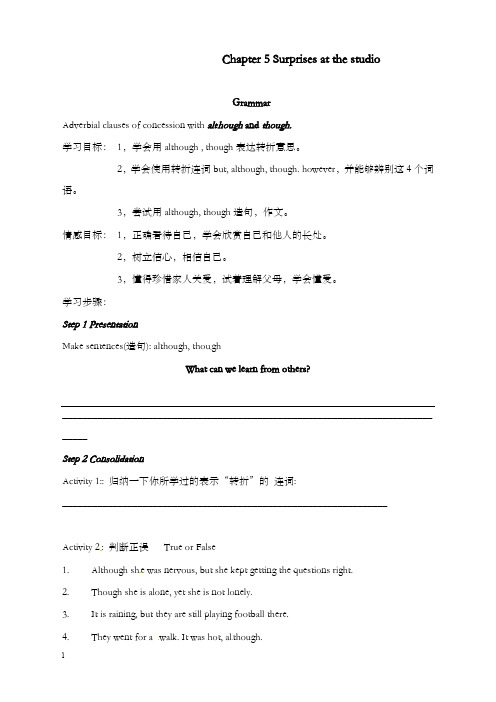 牛津深圳版英语九年级《chapter 5 surprises at the studio》grammarwrod优秀教案(重点资料).doc