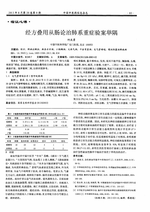 经方叠用从肠论治肺系重症验案举隅