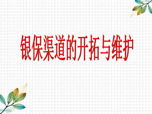 银保渠道的开拓与维护培训课件