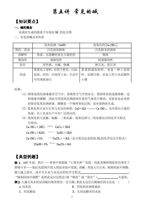 中考科学 常见的碱