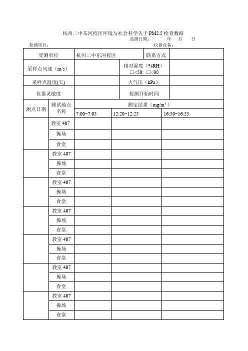 PM2.5检测记录表