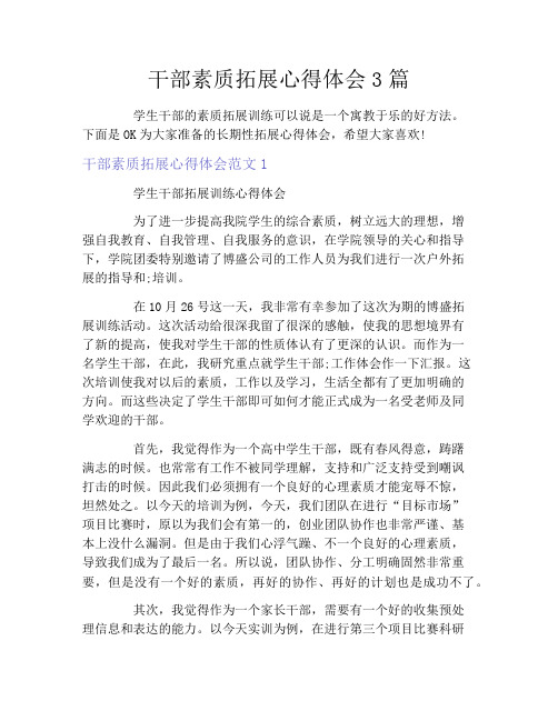 干部素质拓展心得体会3篇
