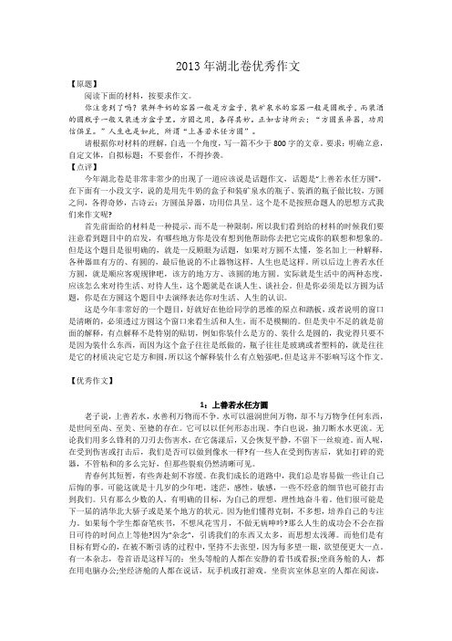 2013年湖北卷优秀作文