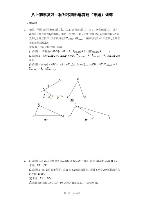 苏科版八年级上册期末复习---轴对称图形解答题(难题)训练