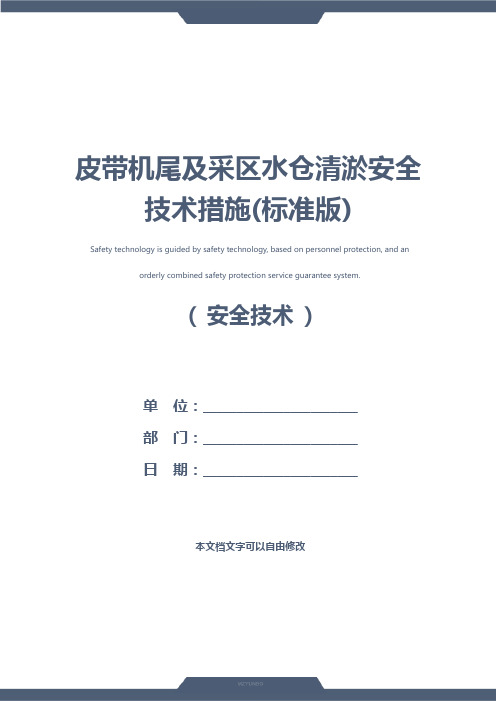 皮带机尾及采区水仓清淤安全技术措施(标准版)