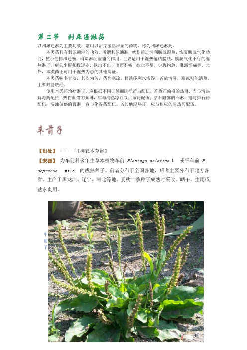 第二节 利尿通淋药