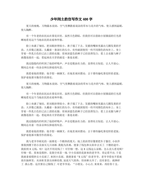 少年闰土的仿写作文400字