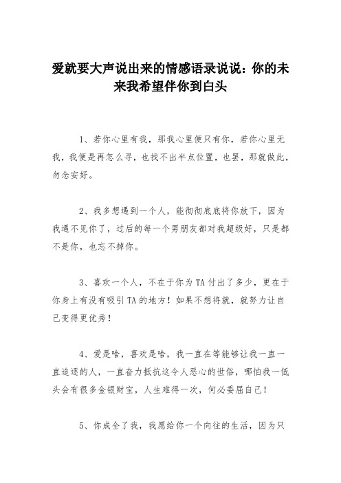 爱就要大声说出来的情感语录说说：你的未来我希望伴你到白头
