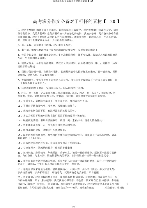 高考满分作文必备关于抒情的素材【20】