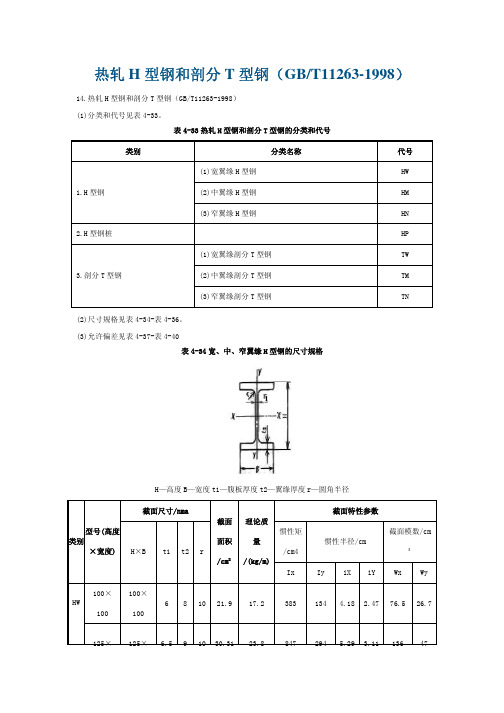 热轧H型钢和剖分T型钢 T 
