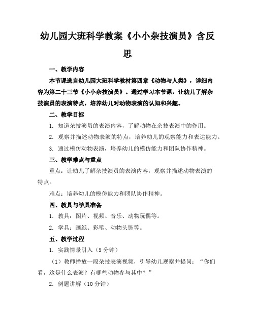 幼儿园大班科学教案《小小杂技演员》含反思