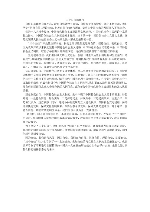 三个自信的底气