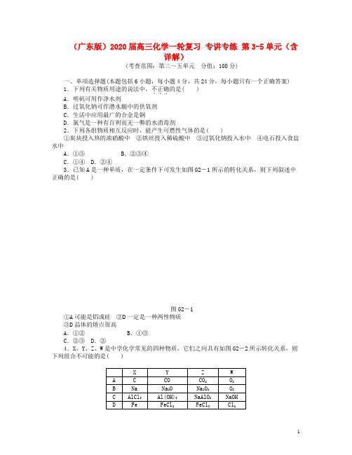 2020年高三化学一轮复习 专讲专练 第3-5单元(含详解)