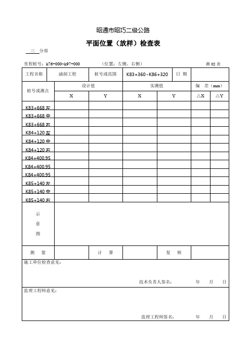 平面位置(放样)检查表