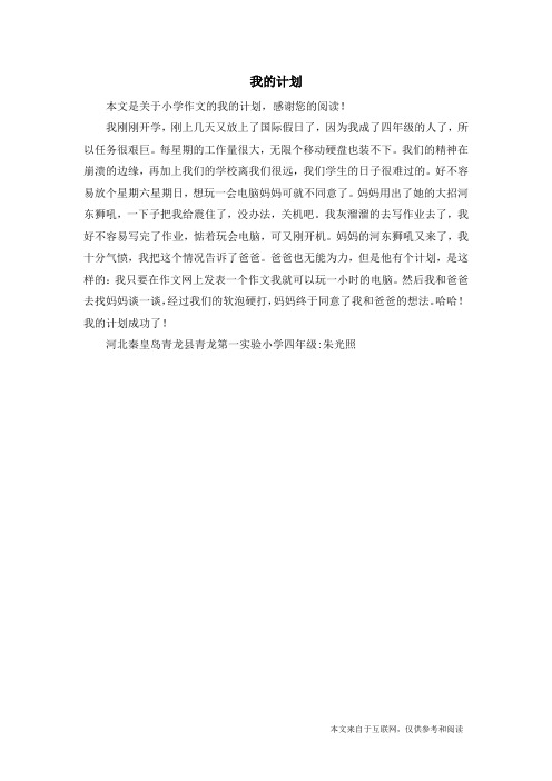我的计划_小学作文