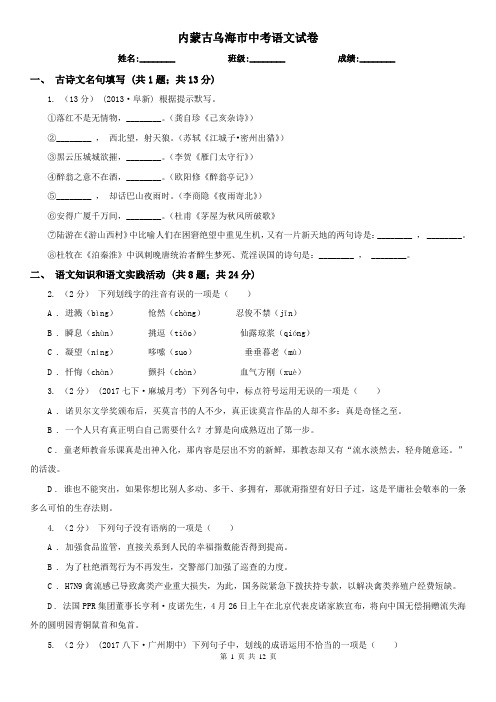 内蒙古乌海市中考语文试卷