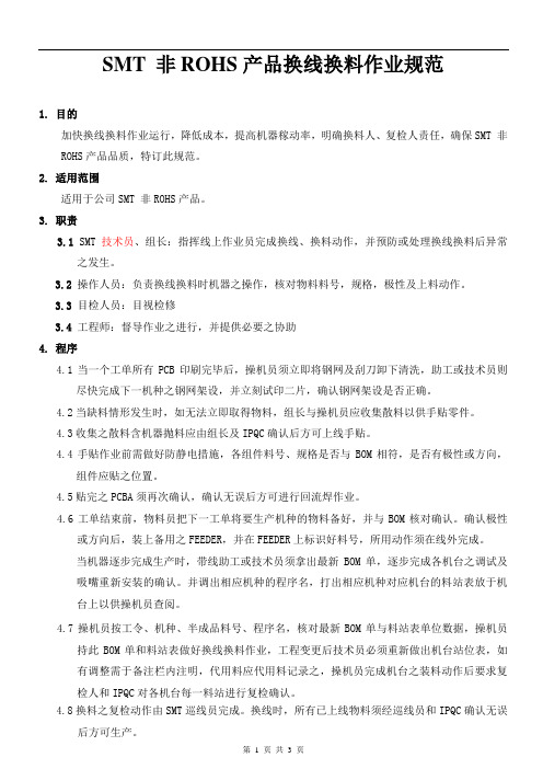 产品换线换料作业规范(SMT非ROHS)