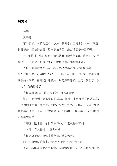 抽奖记记事作文