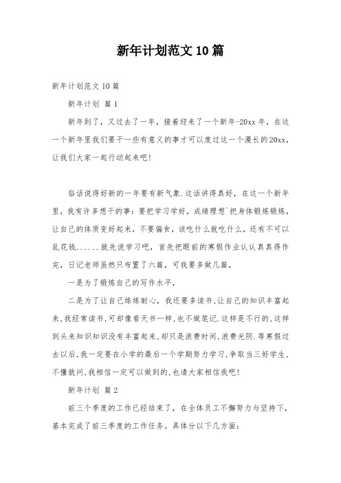 新年计划范文10篇