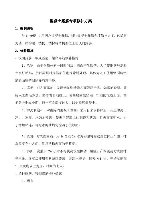 混凝土结构露筋专项修补方案