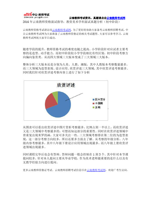2016年云南教师资格面试指导：教资美术学科面试真题分析(初中阶段)